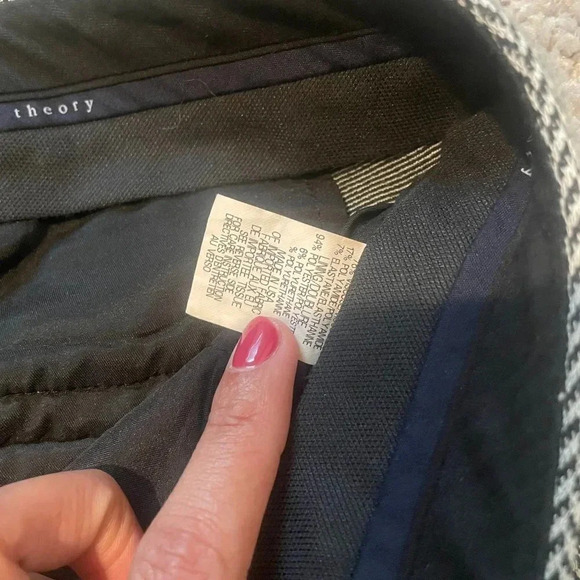 Theory Treeca Pants Trousers Womens Size 10 Black and White Houndstooth - Picture 5 of 9